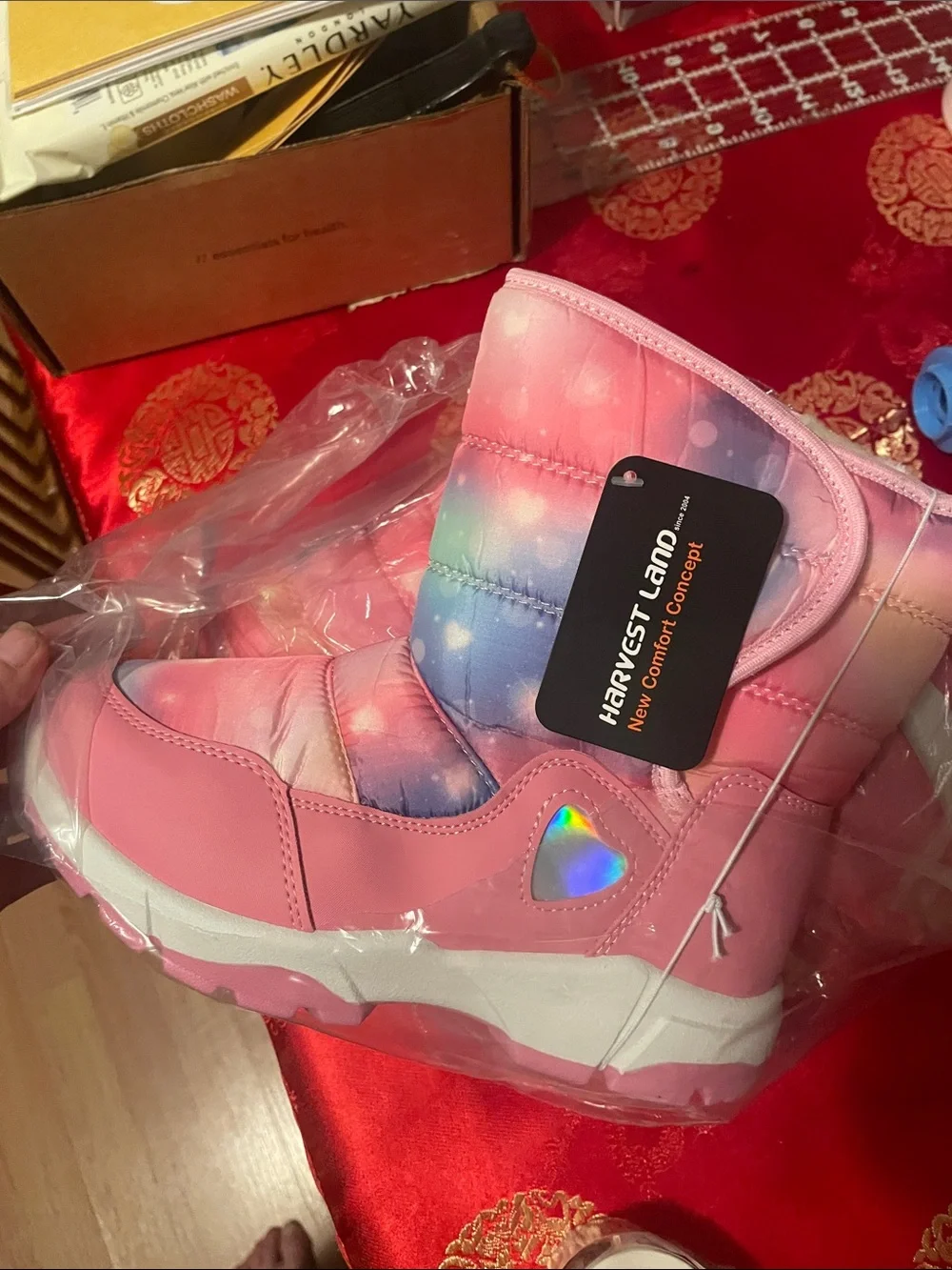 Kids Pink Galaxy Winter Boots